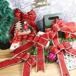 Supvox 5 pcs lot gros noeud de Noël Paillettes glittering Fabricgold ruban pour cadeau Sapin de Noël cadeaux pour enfants Rouge