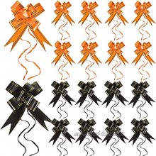 Syhood 20 Pièces Noeud à Tirer d’Emballage Halloween Décoration d’Emballage de Noeuds en Ruban Noeuds Papillon d’Emballage Pull Bows Accessoire d'emballage de Larges Noeuds Orange et Noir