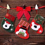 24 Pièces Mini Chaussettes de Noël 3D Père Noël Bonhomme de Neige Détenteurs d'Argenterie Petits Chaussettes de Noël de Cadeaux et Sacs de Traiter Chaussettes de Noël Suspendues