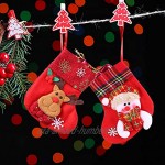 24 Pièces Mini Chaussettes de Noël 3D Père Noël Bonhomme de Neige Détenteurs d'Argenterie Petits Chaussettes de Noël de Cadeaux et Sacs de Traiter Chaussettes de Noël Suspendues
