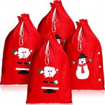 4 Pièces Sac de Père Noël Sacs de Père Noël Sac Cadeau Rouge Grand Sac à Cadeaux de Père Noël pour Décorations de Cadeaux de Noël
