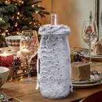 Amosfun Housse pour Bouteille de vin en Fausse Fourrure pour décoration de Noël Gris
