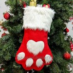 Bas de Noël 2 pièces Grand modèle de Patte d'animal Suspendu Bas pour décoration de Noël Rouge et Gris