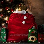 com-four® Noble XXL Sac de Noël en Velours avec Cordon Rouge Pompons Blancs Sac Cadeau de Noël 1 pièce Cordon Rouge
