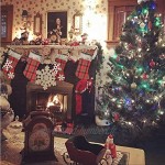 Décorations de Noël Christmas Chaussettes 4 pcs Bas de Noël à Suspendre Sac Mignons Flocon de Neige Cadeau de Noël Décorations De Maison Rouge