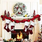 FYHappy Bas de Noël de 45,7 cm avec 3 anges pour décorations de sapin de Noël et pendentifs accessoire cadeau de Noël pour filles et femmes décoration saisonnière rouge et blanc