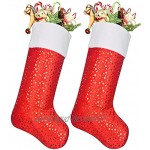 Henrey Tech Chaussettes de Noël Lot de 4 Rouges et Blanches Bas de Noël Sac à Bonbons pour Cheminée Décoration de Sapin de Noël
