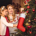 Henrey Tech Chaussettes de Noël Lot de 4 Rouges et Blanches Bas de Noël Sac à Bonbons pour Cheminée Décoration de Sapin de Noël