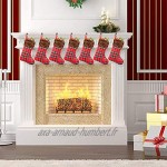 Lot de 12 petites chaussettes de Noël en peluche à carreaux 22,9 cm