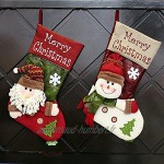 Lot de 2 bas de Noël faits à la main Bonhomme de neige et Père Noël décoration de Noël à suspendre 48,3 cm