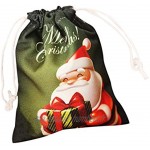 Lot de 4 sacs en toile avec cordon de serrage Motif Père Noël
