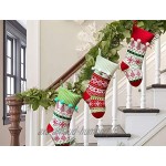 Lot de 6 grands bas de Noël tricotés bas de cheminée tricotés colorés 19 pouces classiques grands bas de Noël bricolage décorations personnalisées pour la fête de Noël en famille