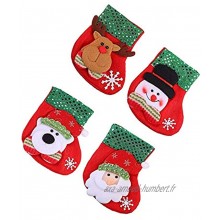 Mini Chaussettes de Noël,4 Pièces 3D de Noël Chaussette Cadeau Sac à friandises pour Enfants Fête De Noël Arbre Décoration