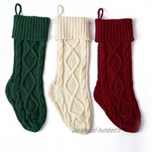 Takefuns Lot de 3 grandes chaussettes de Noël tricotées à suspendre au mur Décoration de Noël Pour enfants 45,7 cm