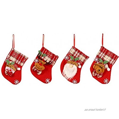 YKKJ 4pcs Chaussettes de Noël Xmas Sac Cadeau Décoration Noel pour Arbre,Cheminée Vitrine Sac de Bonbons Fête Nouvel an Veille de Noël