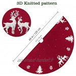 48inch Jupe de sapin de Noël en tricot de 122cm tapis de sapin de Noël en 3D avec élan rouge rustique pour décorations de Noël d'intérieur ou d'extérieur