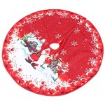 ABOOFAN Jupe de sapin de Noël rustique motif Père Noël tablier de sapin de Noël tapis de sol tapis de sol pour sapin de Noël décoration d'intérieur ou d'extérieur 90 cm
