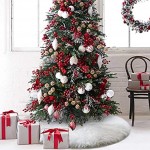 AMDX Jupe de sapin de Noël en fausse fourrure Blanc neige 121,9 cm