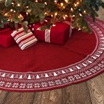 Dremisland Jupe Sapin de Noël 122cm Jupe d'arbre Tricotée de Noël avec Flocon de Neig d'arbre de Noël de épais Décorations de Vacances Rustiques Tapis Couvre Pied Sapin Jupe d'arbre