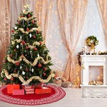 Dremisland Jupe Sapin de Noël 122cm Jupe d'arbre Tricotée de Noël avec Flocon de Neig d'arbre de Noël de épais Décorations de Vacances Rustiques Tapis Couvre Pied Sapin Jupe d'arbre