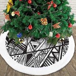 GOWINEU Jupe d'arbre de Noël Mat Noir et Blanc Ornement géométrique pour Cadeau d'arbre de Noël Ornement Rustique 48 Pouces de diamètre avec Bord Blanc