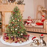 Jupe de Sapin de Noël Blanc Peluche Neige Décorations d'arbre de Noël Décoration Noël Sapin Tapis Vacances Couvre Pied Sapin Noel 90cm