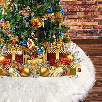 Jupe de Sapin de Noël Blanc Peluche Neige Décorations d'arbre de Noël Décoration Noël Sapin Tapis Vacances Couvre Pied Sapin Noel 90cm