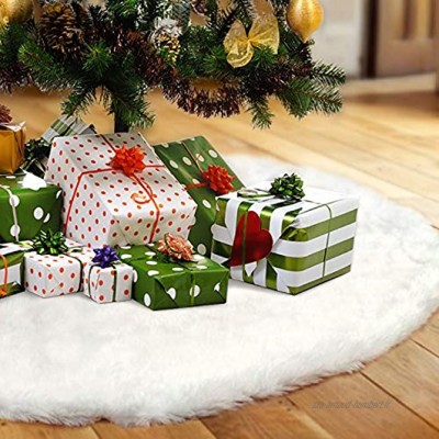 LOKIPA Jupe de sapin de Noël 91,4 cm en fausse fourrure blanche pour décorations de Noël