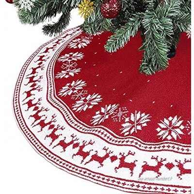 Lurowo Jupe de Sapin de Noël Tapis de Sapin de Noël avec motif Flocon de Neige et Élan Couvre-Pied de Sapin pour Décorations de Noël90 cm