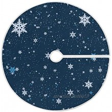 Mnsruu Jupe de sapin de Noël flocon de neige bleu marine pour décorations de Noël 120 cm