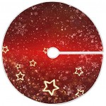 Mnsruu Jupe de sapin de Noël rouge avec flocons de neige et étoiles dorées pour décorations de Noël 120 cm