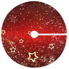 Mnsruu Jupe de sapin de Noël rouge avec flocons de neige et étoiles dorées pour décorations de Noël 120 cm