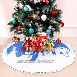 Nbrand Arbre de Noël Jupe Tapis Rond Tapis de Base Arbre de Noël Ornement d'arbre de Noël pour Fête Banquet Festival Vacances Bleu