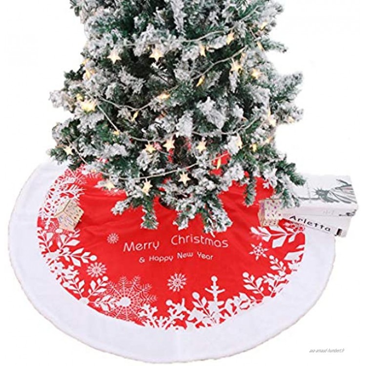 Ototon Jupe Arbre de Noël en Peluche Couvre-Pied de Sapin Merry Christmas Jupe de Sapin de Noël pour Décorations de Noël Intérieur 122cm