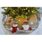 WeRChristmas Père Noël et Bonhomme de Neige 3D 122 cm Jupe de Sapin de Noël Marron Multicolore
