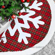 WILLBOND Jupe d’Arbre de Noël 48 Pouces Tapis d'arbre en Flocon de Neige à Carreaux avec Bord de Fausse Fourrure Décorations d'Arbres de Noël