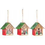 Amosfun Lot de 3 figurines de Noël à suspendre Casse-Noisettes Mini Casse-Noisette en bois pour décoration d'arbre de Noël couleurs assorties