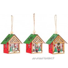 Amosfun Lot de 3 figurines de Noël à suspendre Casse-Noisettes Mini Casse-Noisette en bois pour décoration d'arbre de Noël couleurs assorties