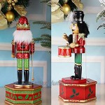 BAWAQAF Boîte à musique en bois avec base ronde Décoration de protection Casse-noisette Jouet soldat Pour enfants Bureau Noël Maison