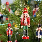 Biggystar Lot de 5 décorations en bois Casse-noisette soldats à suspendre pour la maison le sapin de Noël 15,2 cm