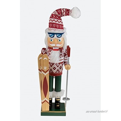 Clever Creations Casse-Noisettes Traditionnel en Bois décoration de fête 08-Père Noël au Ski