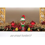 Clever Creations Casse-Noisettes Traditionnel en Bois décoration de Noël de fêtes idéal pour Une étagère Table 02 Lutin avec Sucre d'orge