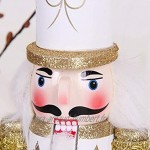 Dacitiery Figurine de soldat Casse-noisette avec épée en bois figurine de soldat casse-noisette décoration de Noël pour festival fête cadeau de Noël pour enfants doré et argenté