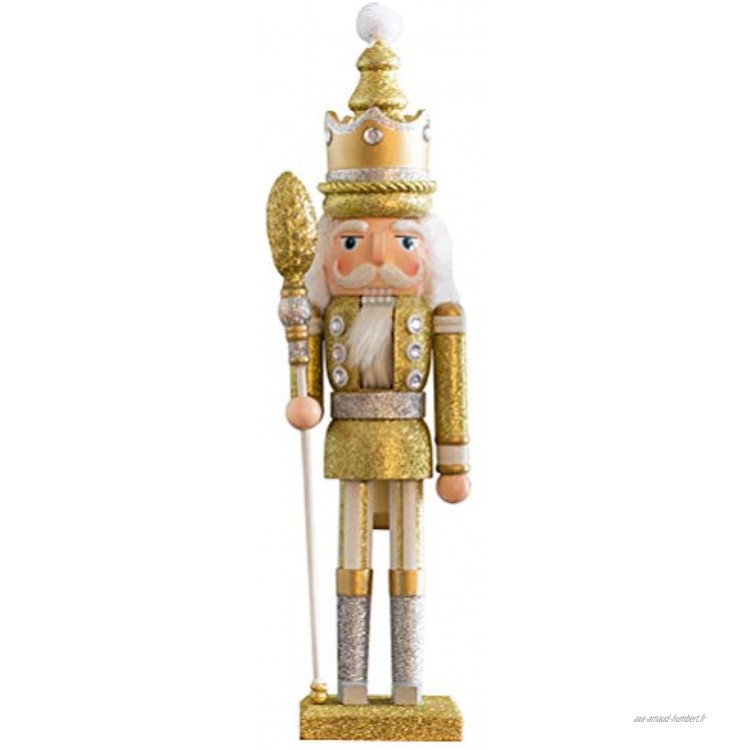 Figurine Casse-Noisette Marionnette Soldat Jouet Décoration de Noël Doré Cadeau de Noël