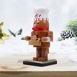 Huakaimaoyi Marionnette de Noël en forme de bonhomme en pain d'épices en bois Décoration de bureau Marionnette à paillettes A