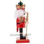 Sharplace 20cm Casse-Noisette Figurine en Bois Peint à la Main Marionnette Décoration de Noël Rouge