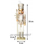 Sharplace Casse-Noisette en Bois Décoration de Noël King Casse-Noisette Figurine pour Maison 38cm Or
