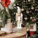 SM SunniMix Bois Noisette Puppet Soldat Soldat sur Stand Gift Poupée Ensemble Décoration de Noël pour Bureau Accueil Or