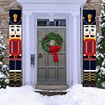 WISREMT Lot de 2 bannières de décoration de Noël avec casse-noisette pour porte d’entrée porche jardin intérieur extérieur fête d’enfants 32 x 180 cm