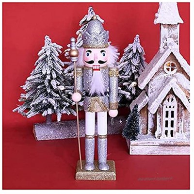 yzzseason Soldat de Noël en bois Casse-noisette à paillettes Figurines de collection Toy Casse-noisettes Ensemble de décoration de fête de Noël B